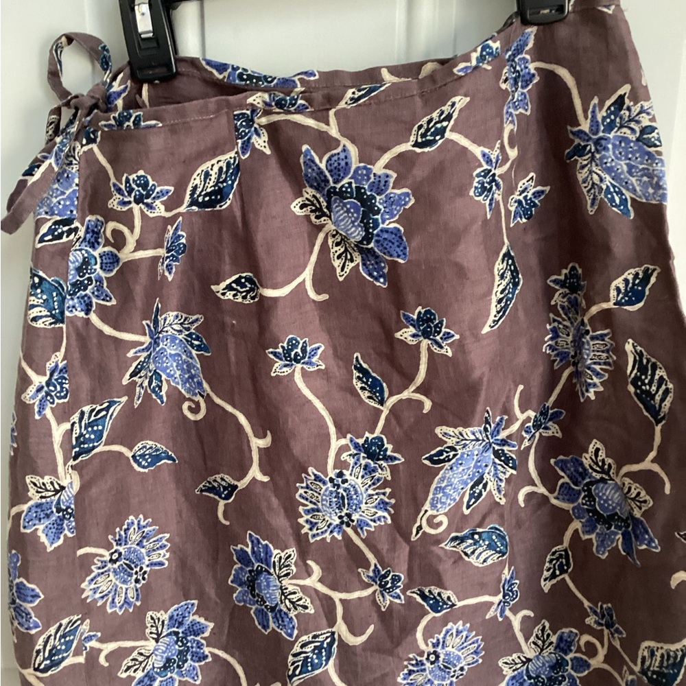 The Limited Blue and Brown Floral A-Line Skirt
